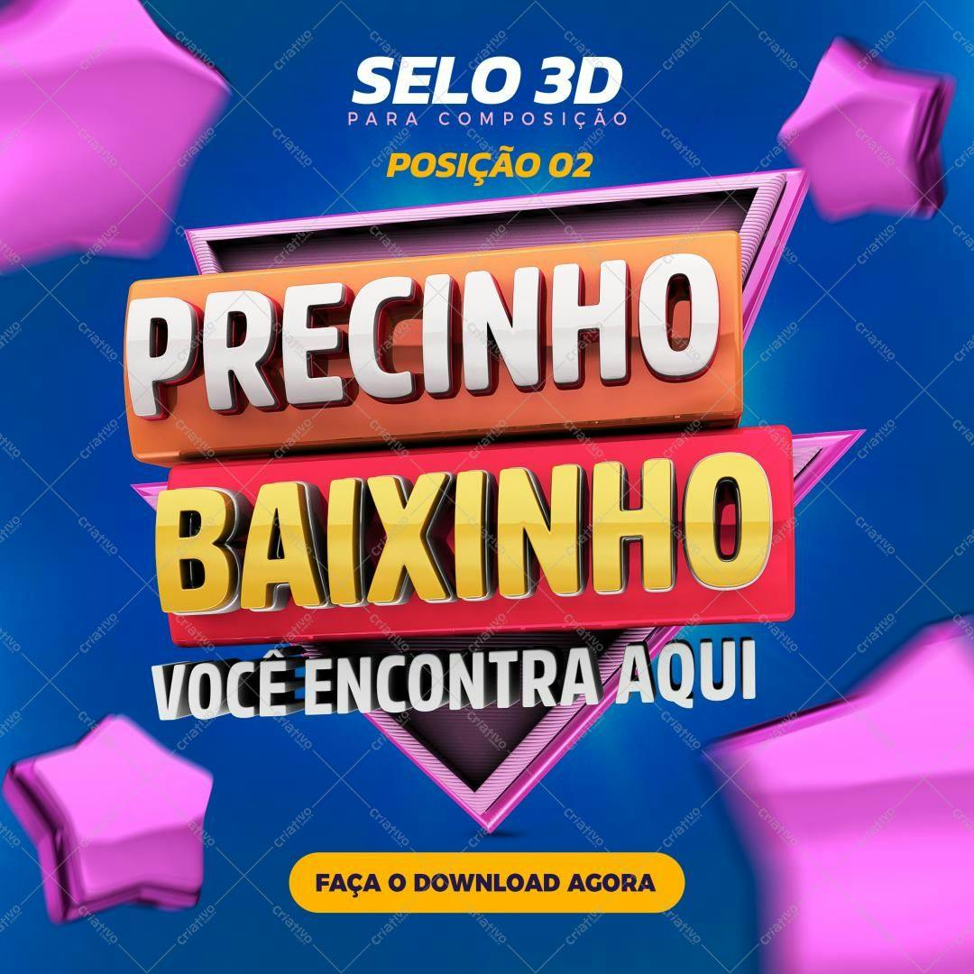 Selo 3D promocional colorido tridimensional