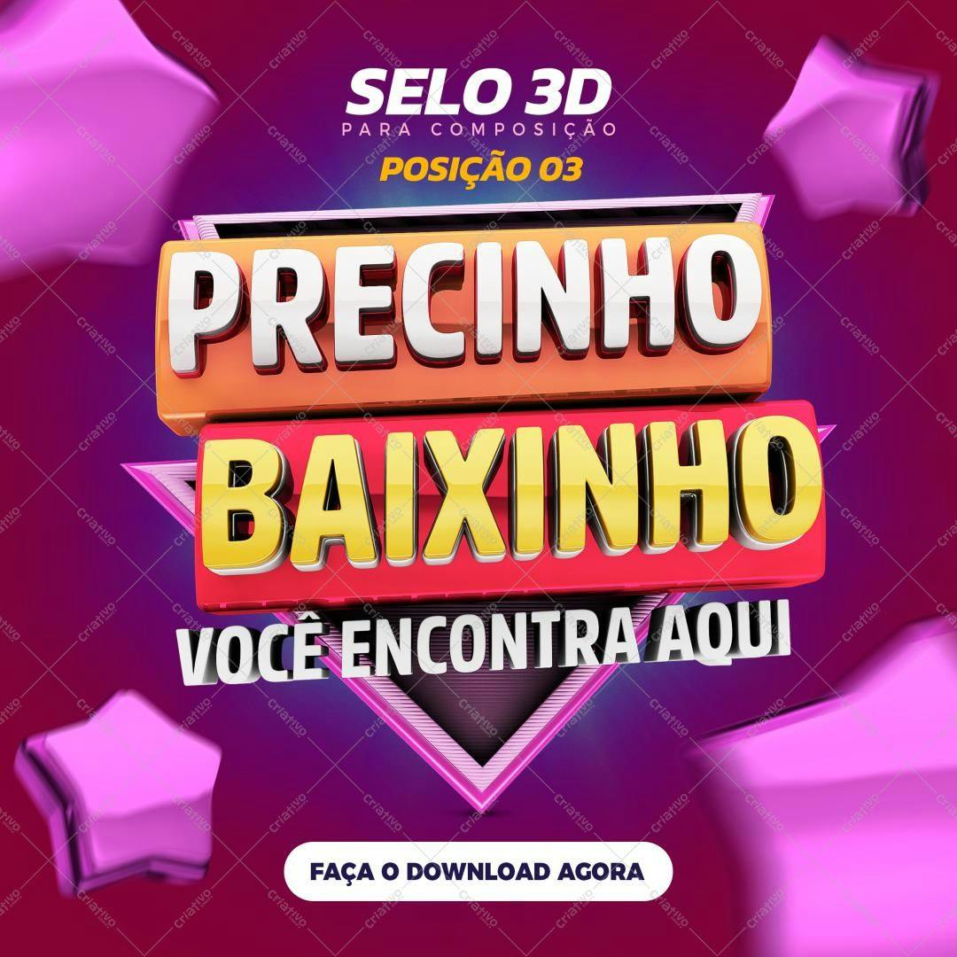 Selo 3D promocional estilo 3D colorido