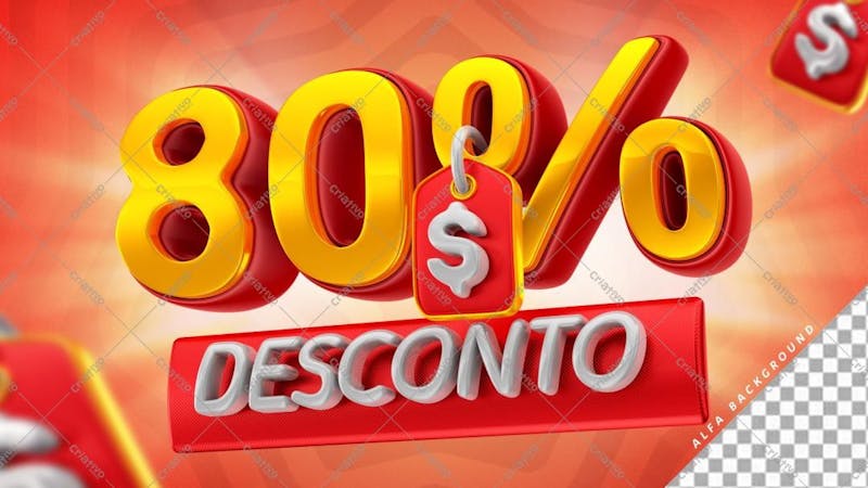 Selo 3d 80% de desconto para composição