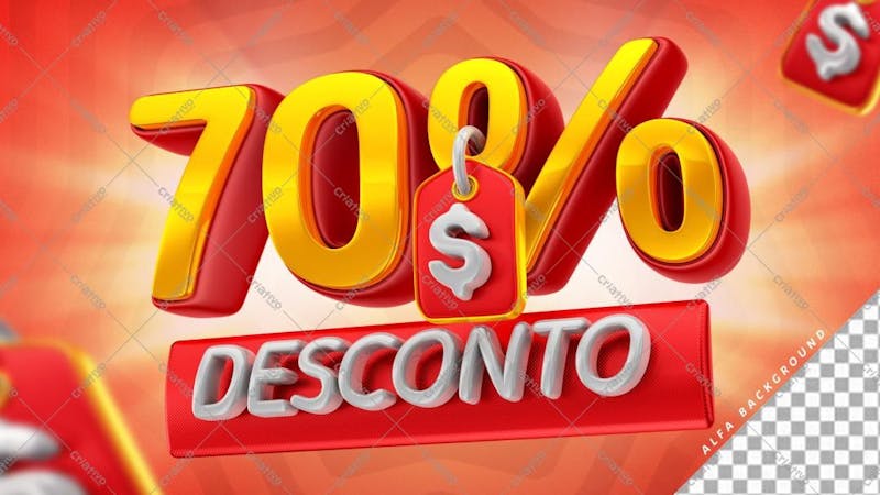 Selo 3d 70% de desconto para composição