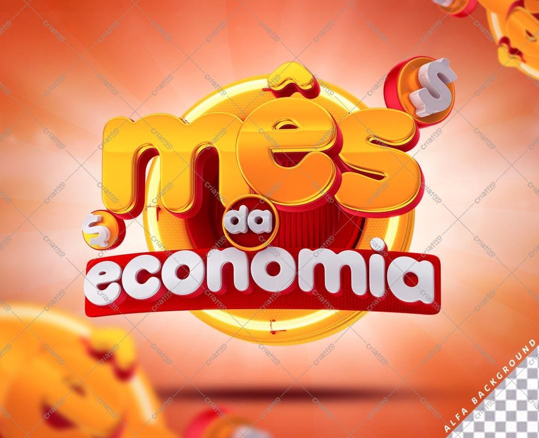 Logo 3D para Mês da Economia PSD Editável