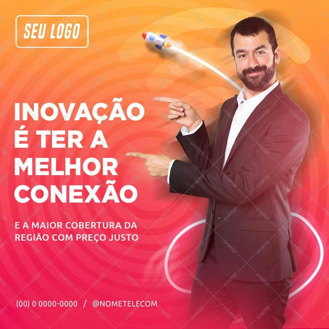 Post para Redes Sociais Telecomunicações PSD Editável