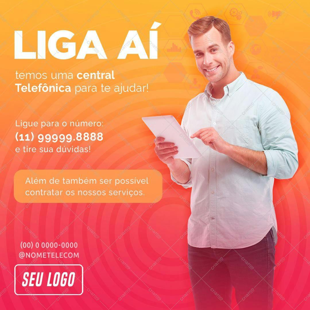Post para Redes Sociais Telecomunicações PSD Editável