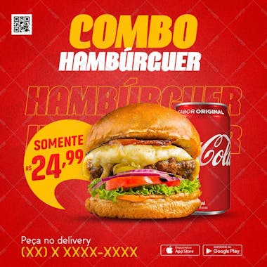 Combo hambúrguer e refrigerante