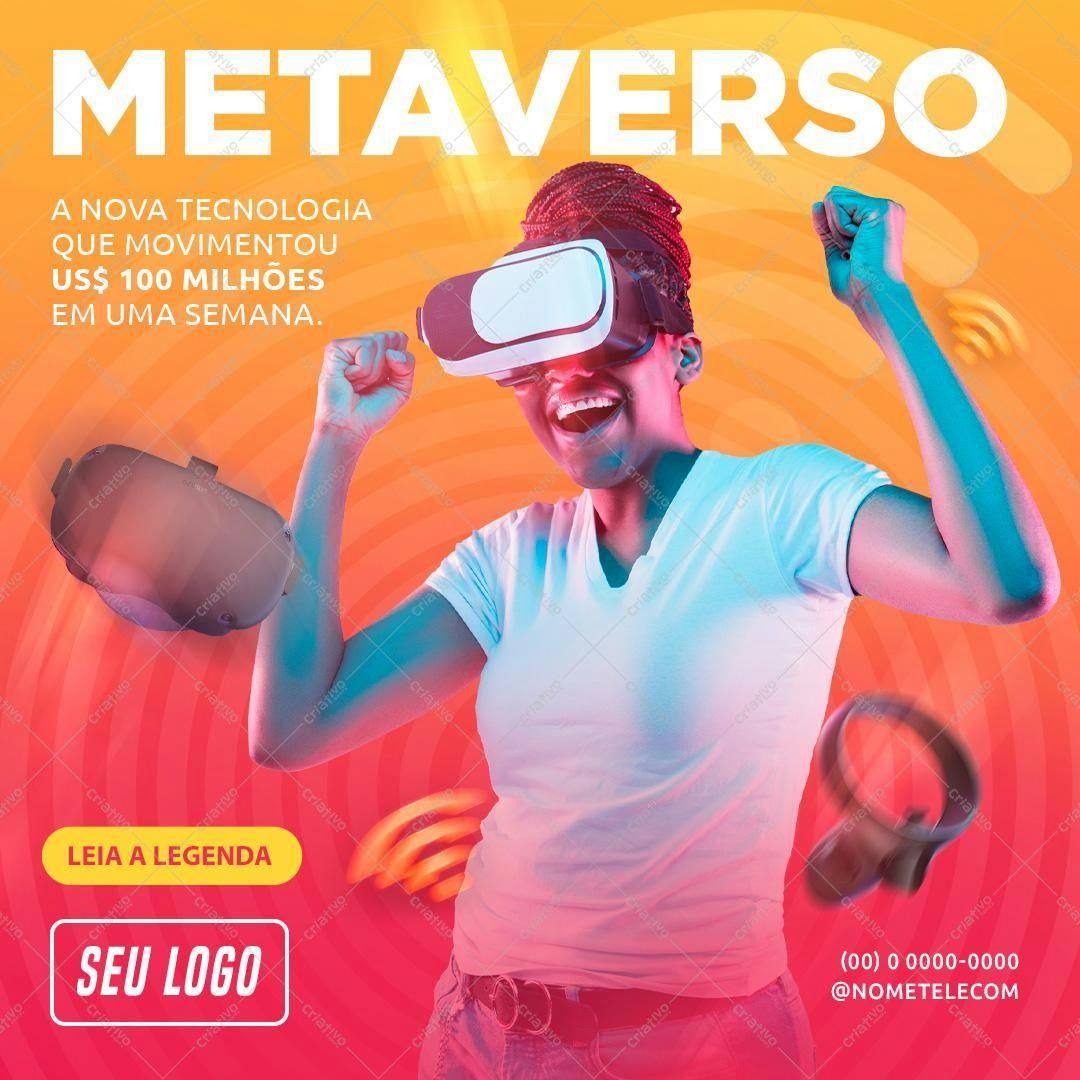 Post para Redes Sociais Metaverso PSD Editável