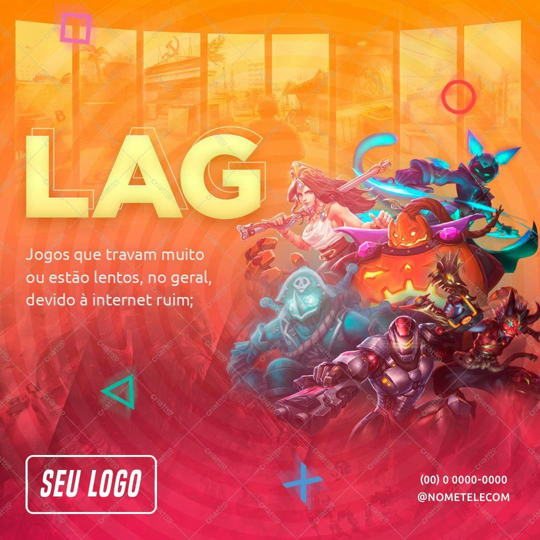 Banner para Redes Sociais sobre Lag em Jogos PSD Editável