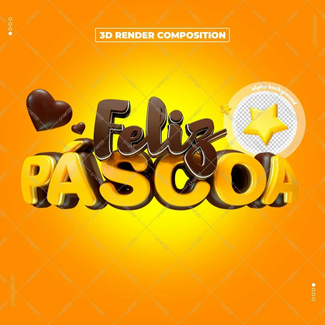 Selo 3D Pascoa Chocolate e Dourado