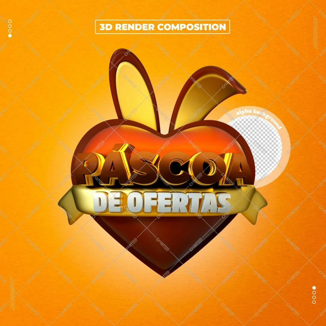 Selo 3D promocional Páscoa dourado e marrom