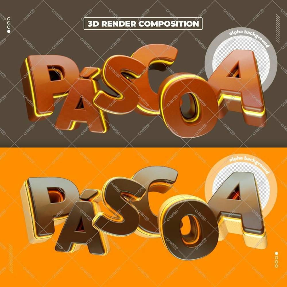 Selo 3D Render Composition - Modelo 4 - Páscoa
