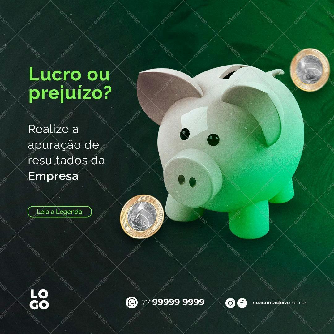 Post para Redes Sociais sobre Lucro e Prejuízo PSD Editável