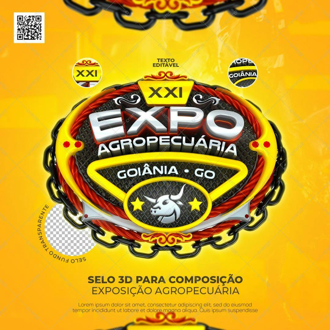 Selo 3D para Expo Agropecuária PSD Editável