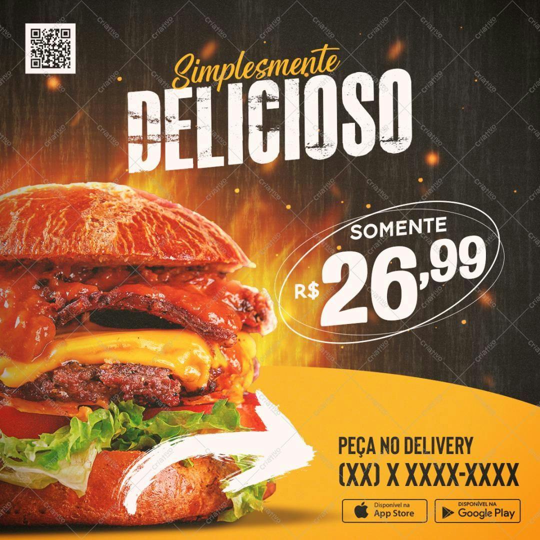 Banner para Delivery de Hambúrguer PSD Editável