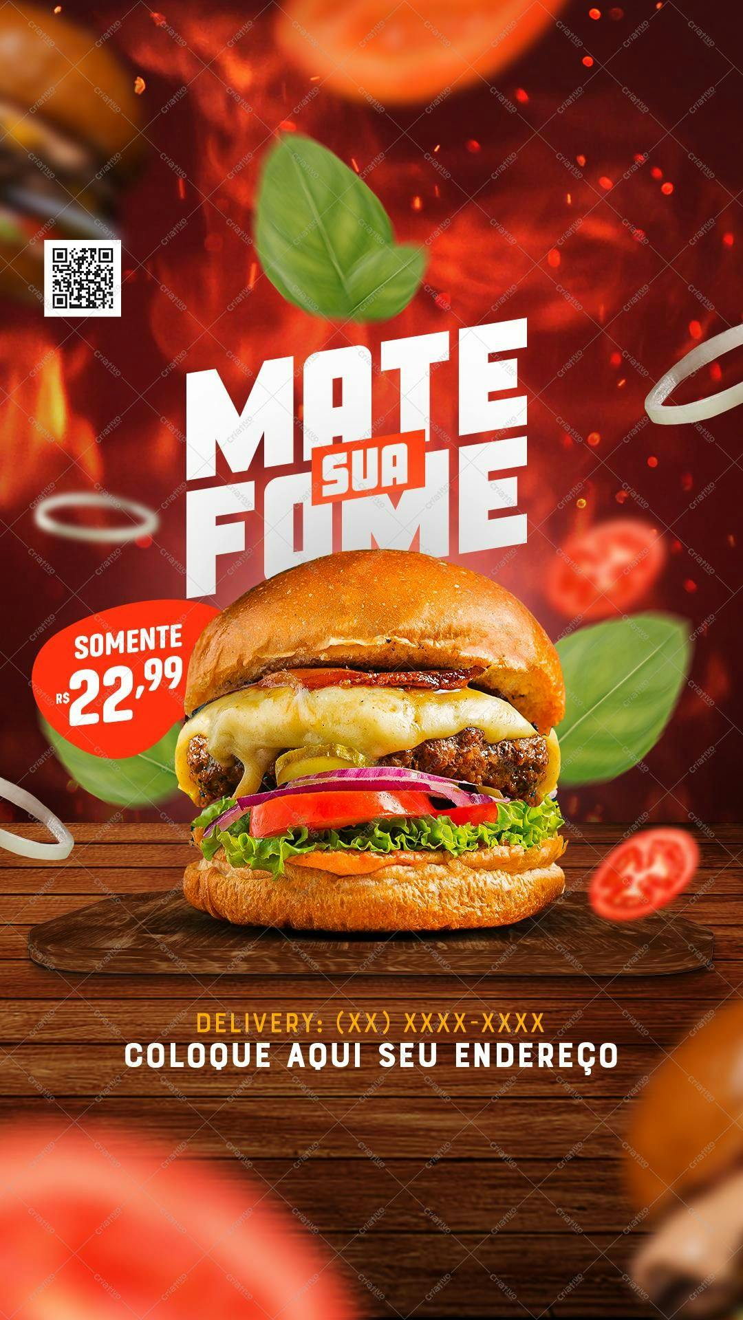Flyer para Lançamento de Hambúrguer PSD Editável