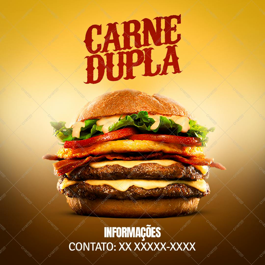 Banner para Hamburgueria Carne Dupla PSD Editável