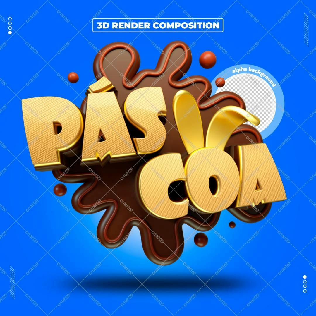 Selo 3D Páscoa dourado chocolate