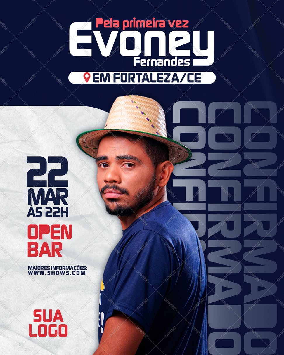 Flyer para Show Evoney Fernandes em Fortaleza PSD Editável