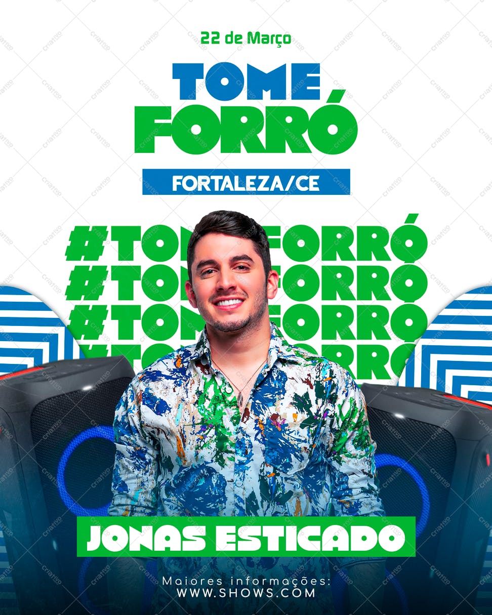 Flyer para show de Jonas Esticado em Fortaleza PSD Editável