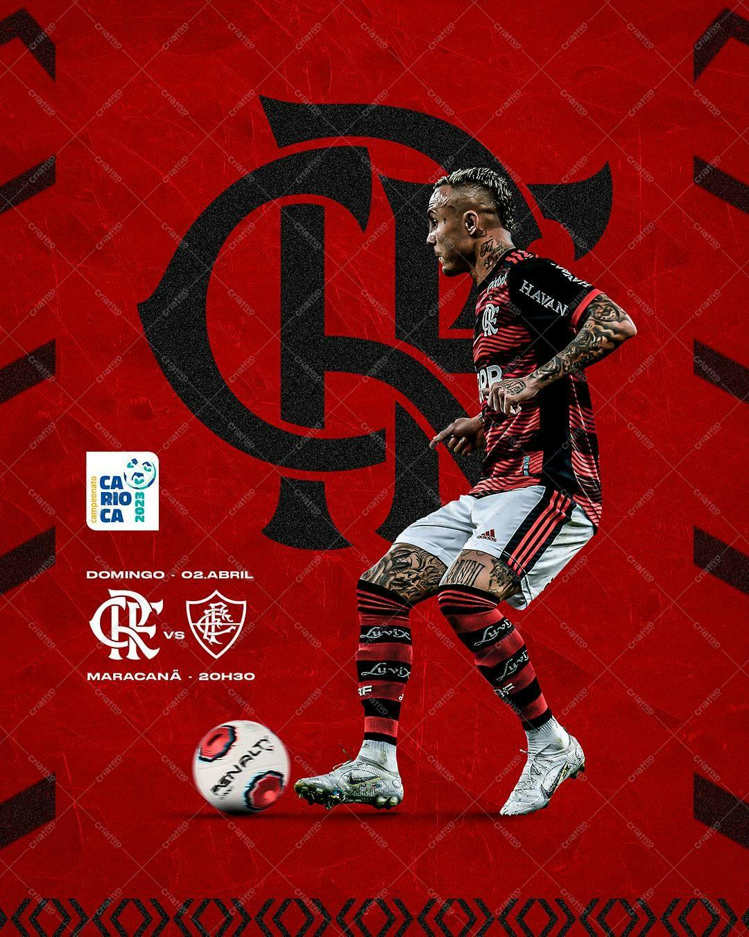Flyer para Jogo Flamengo x Fluminense PSD Editável