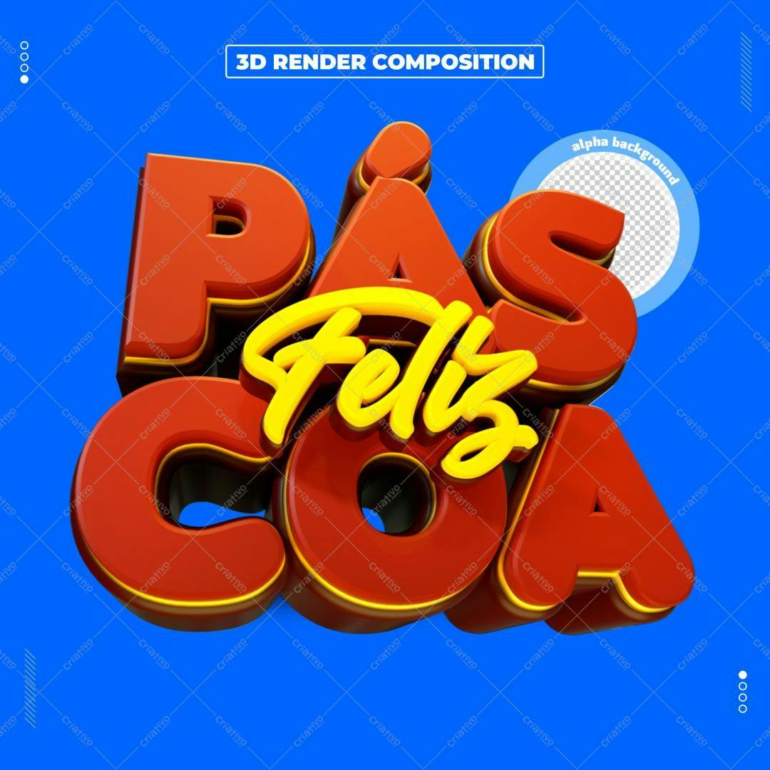 Selo 3D de Páscoa Vermelho e Amarelo 3D