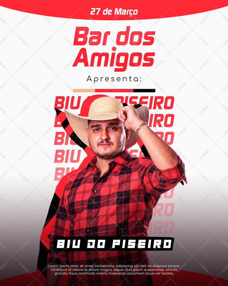 Flyer para Show do Biú do Piseiro PSD Editável