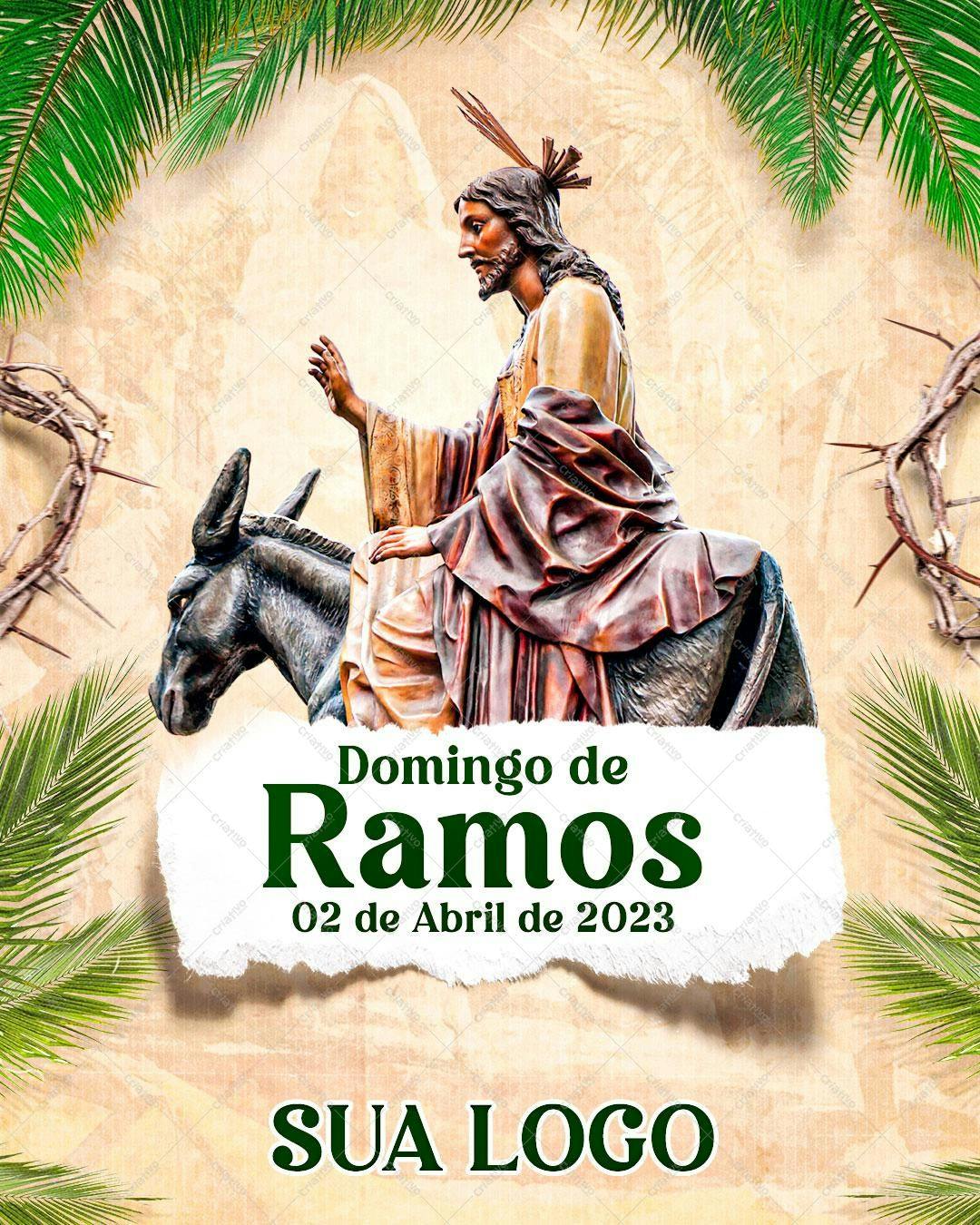 Flyer para Domingo de Ramos PSD Editável