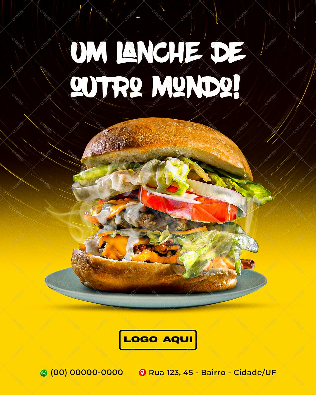 Template de Flyer para Lanchonete PSD Editável