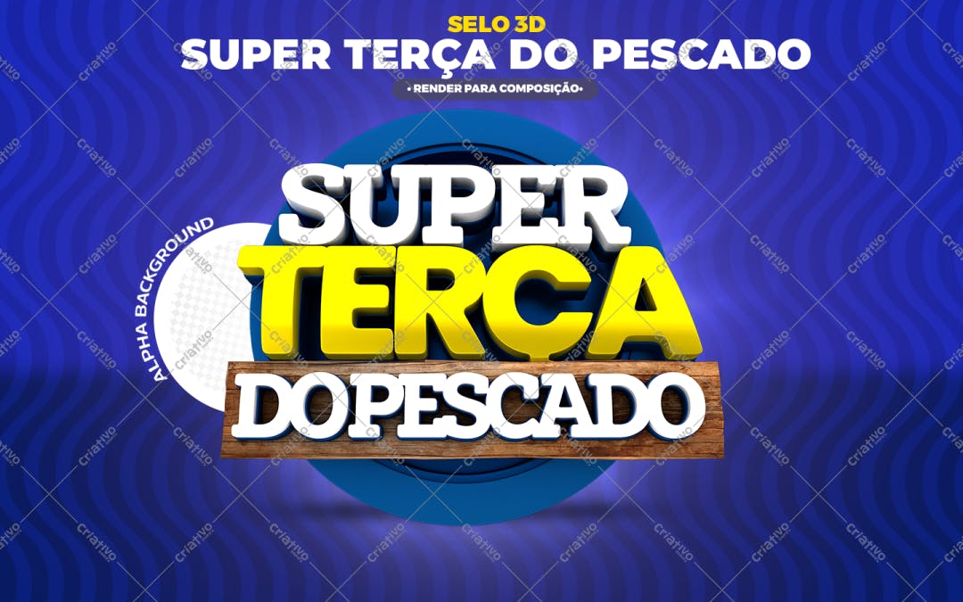 Selo 3D promocional amarelo e branco madeira