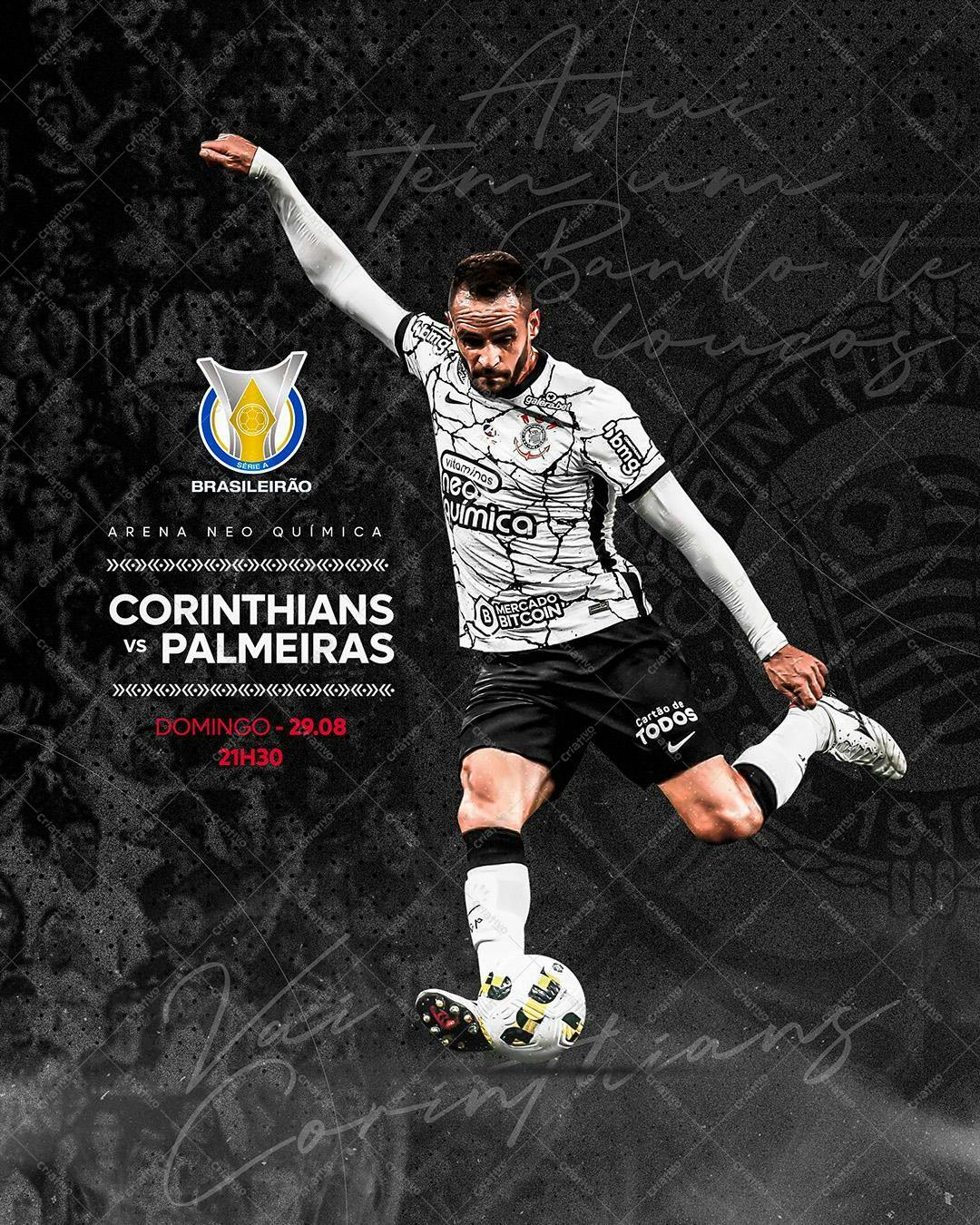 Post para Redes Sociais Corinthians x Palmeiras PSD Editável