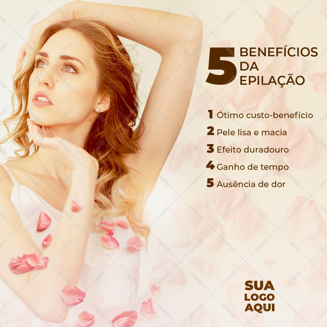 Post para Redes Sociais Benefícios da Epilação PSD Editável