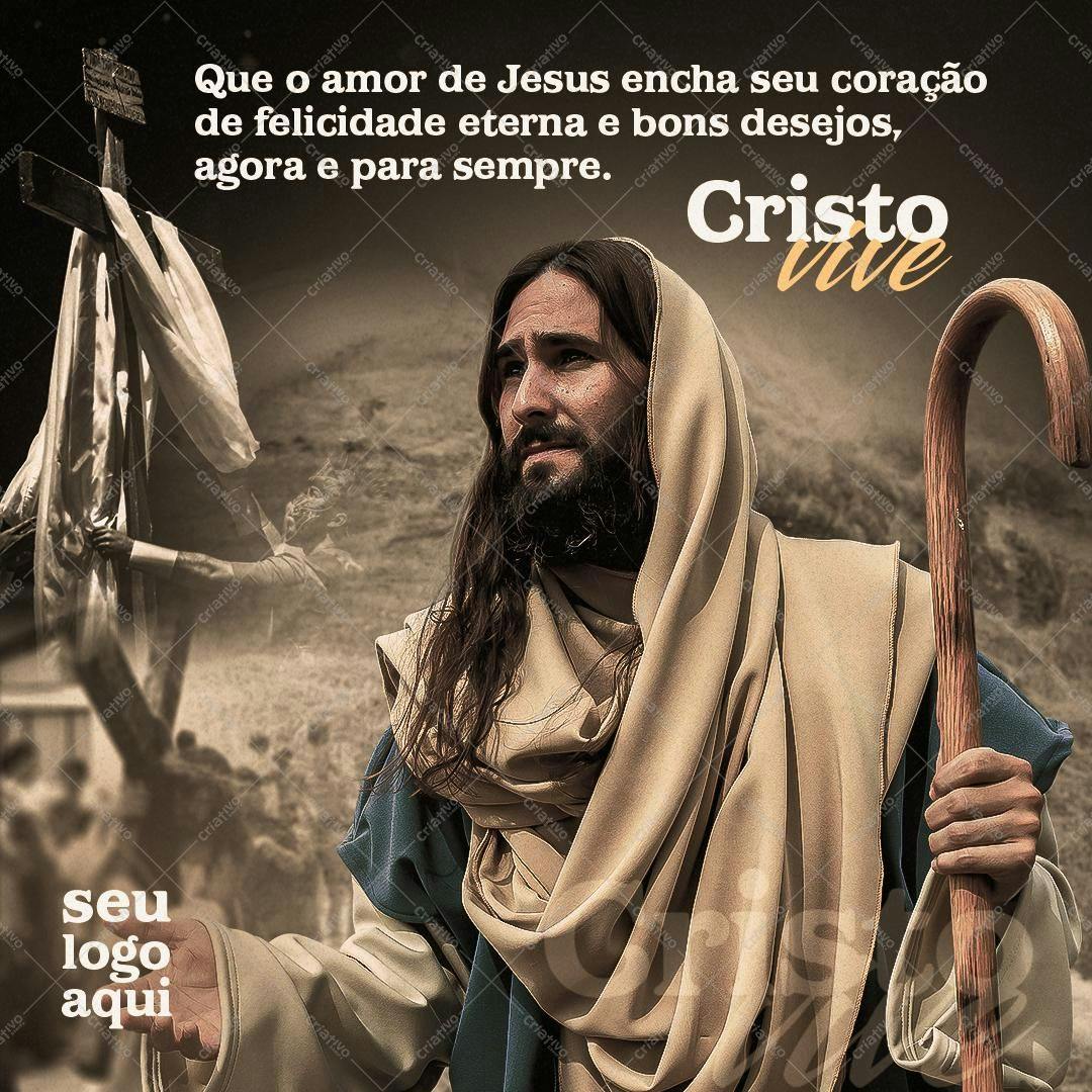 Post para Redes Sociais com Jesus Cristo PSD Editável