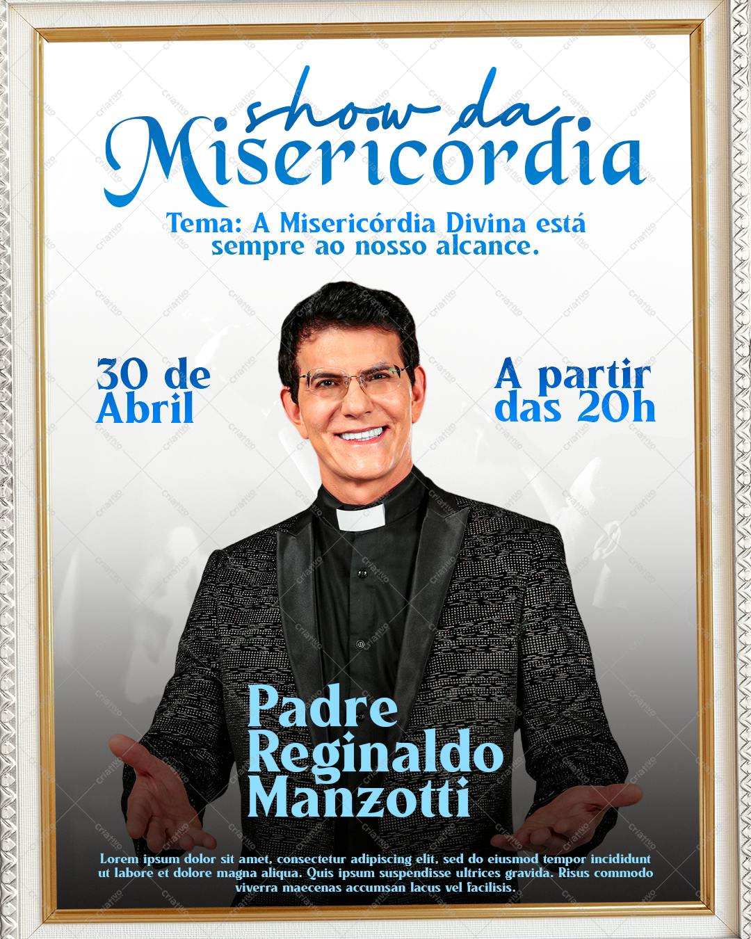 Flyer para Show do Padre Reginaldo Manzotti PSD Editável
