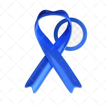 Laço 3d azul prevenção câncer e autismo!