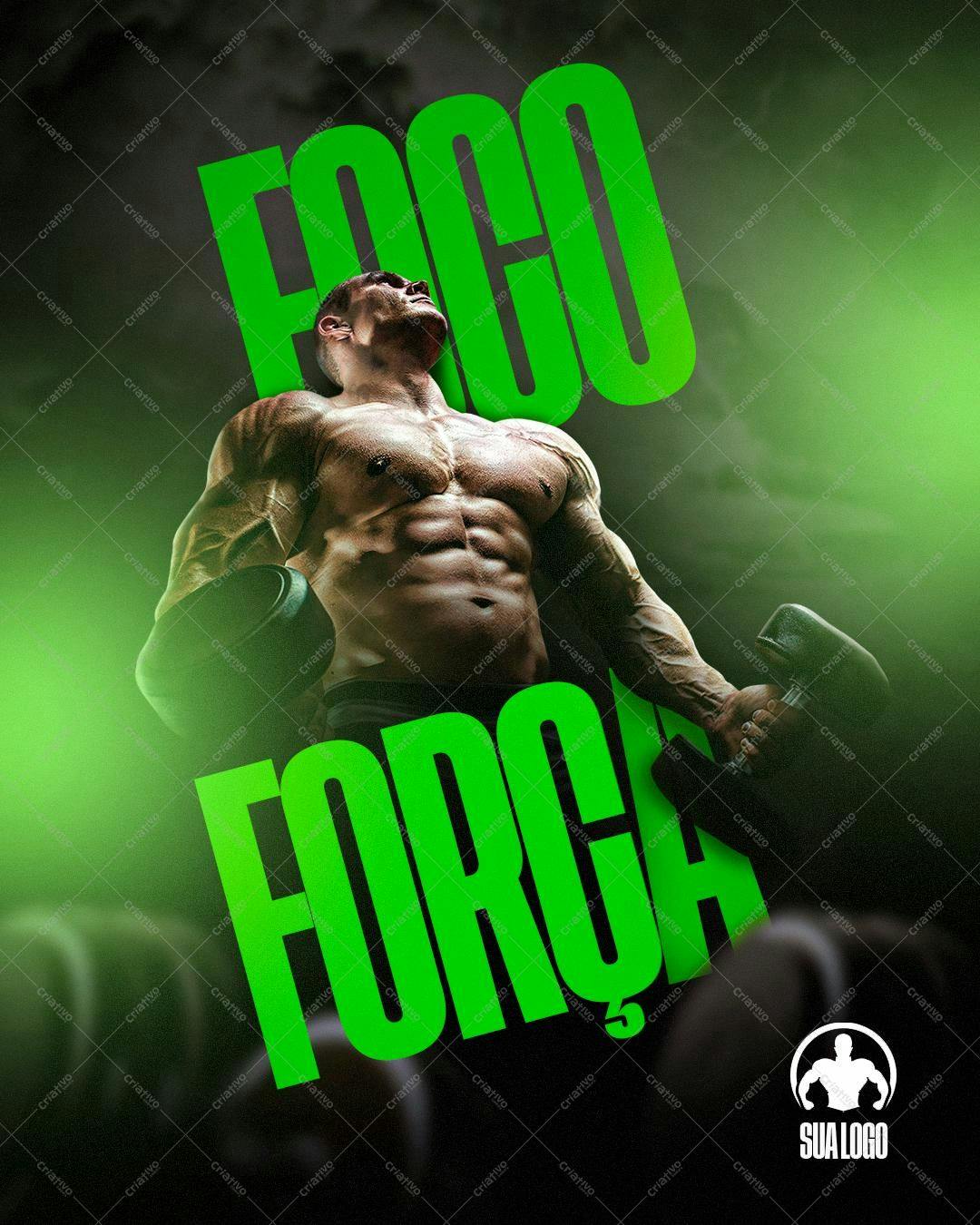 Poster Motivacional Academia Foco e Força PSD Editável