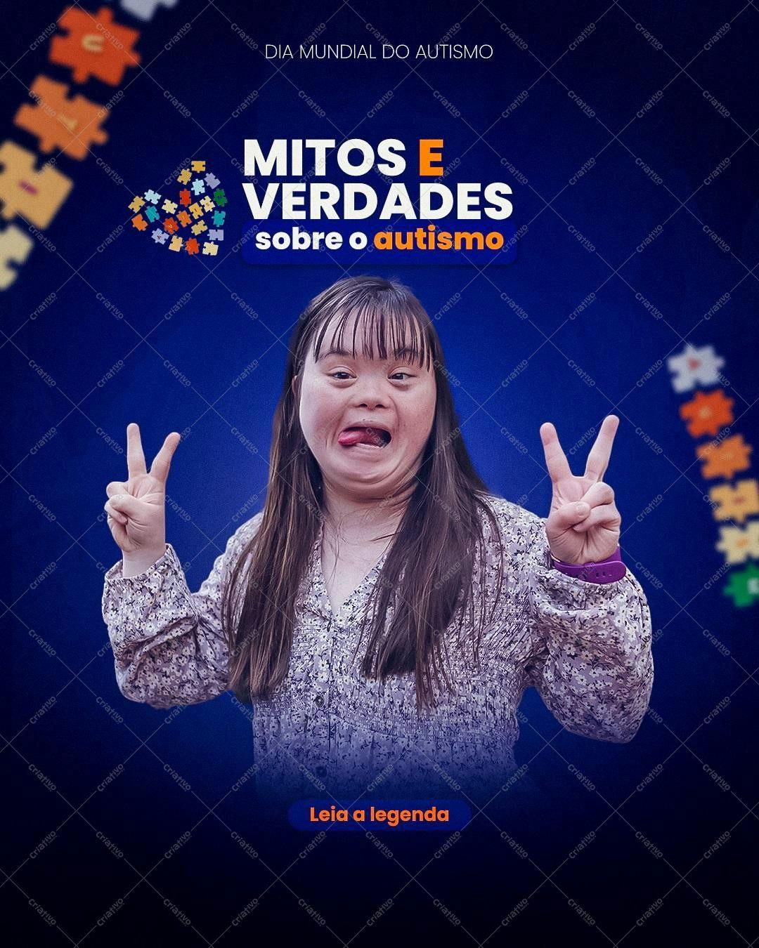 Post para Redes Sociais Dia Mundial do Autismo PSD Editável
