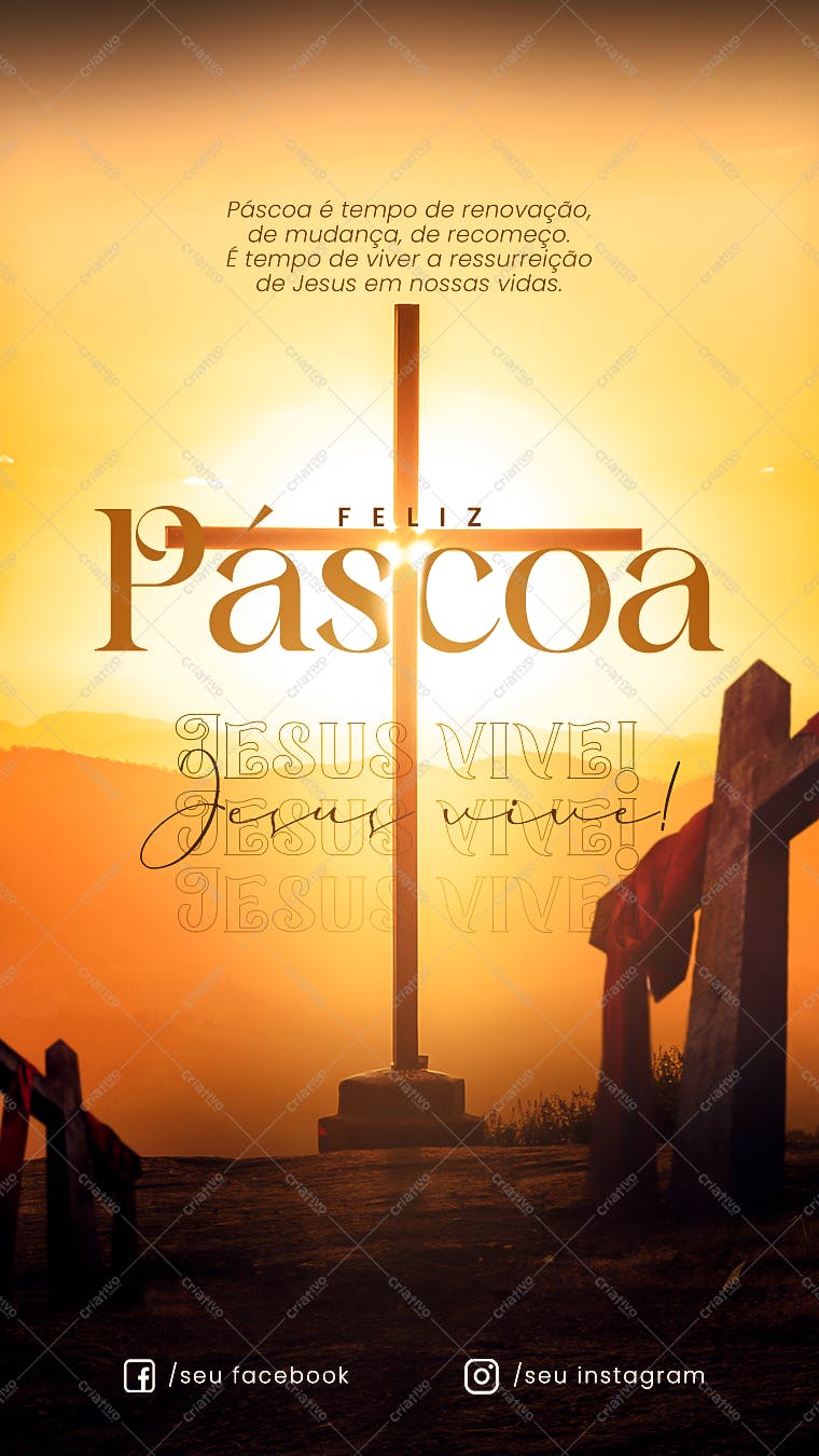 Post para Redes Sociais Feliz Páscoa PSD Editável