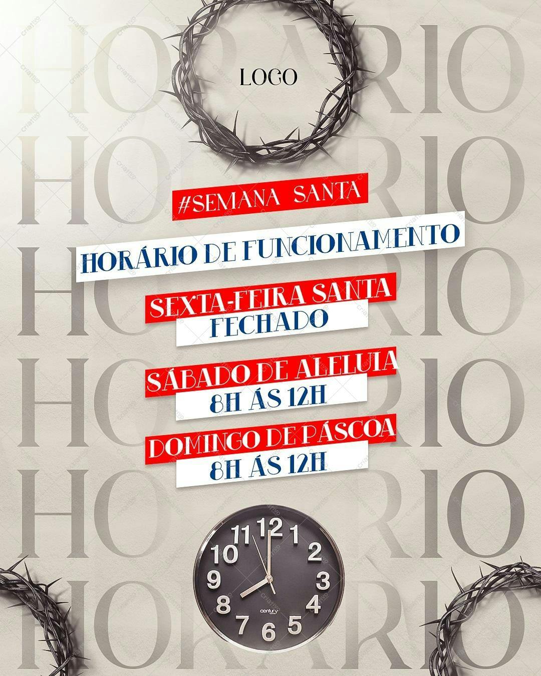 Horários Semana Santa PSD Editável