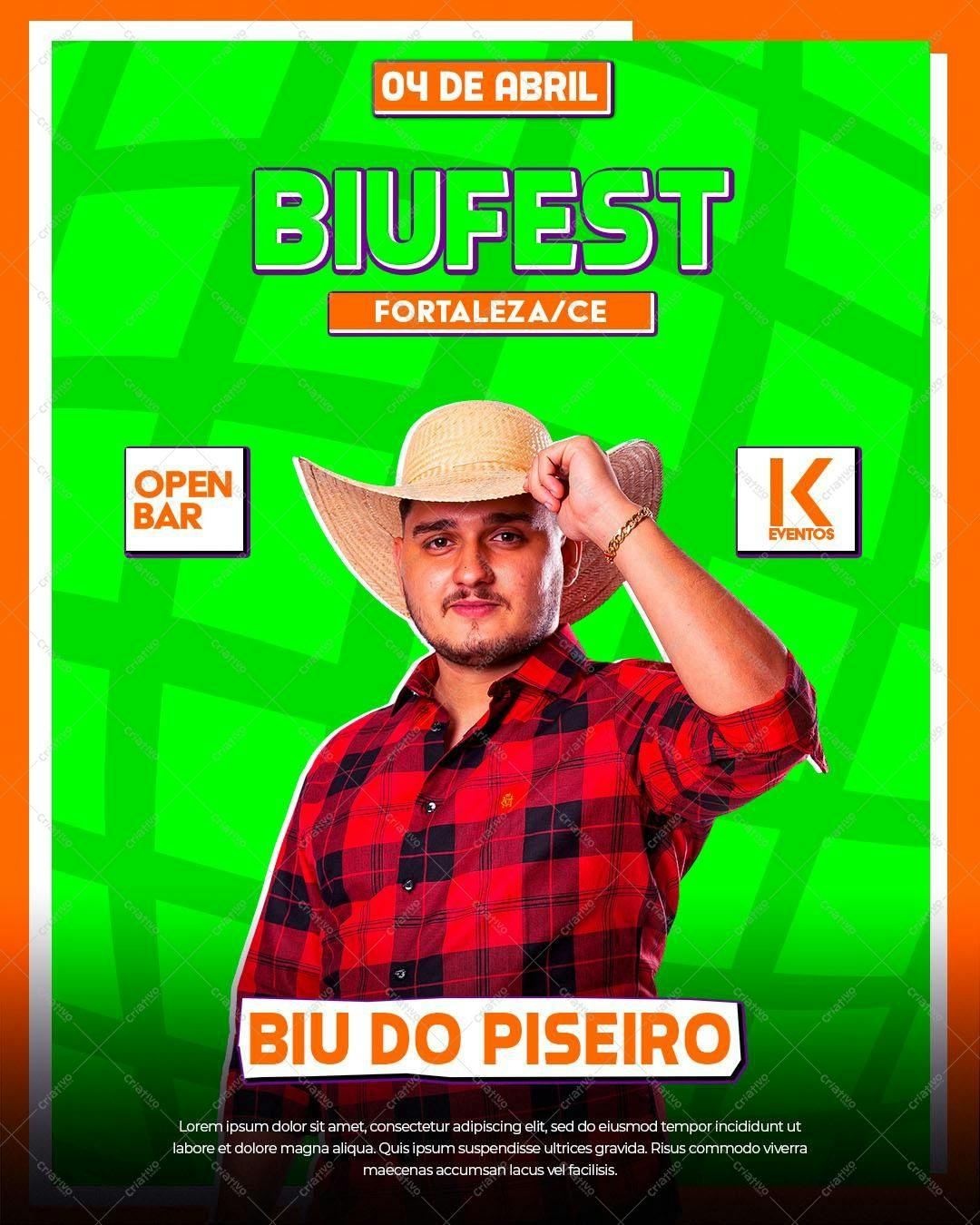Flyer para Festa de Forró com Open Bar PSD Editável