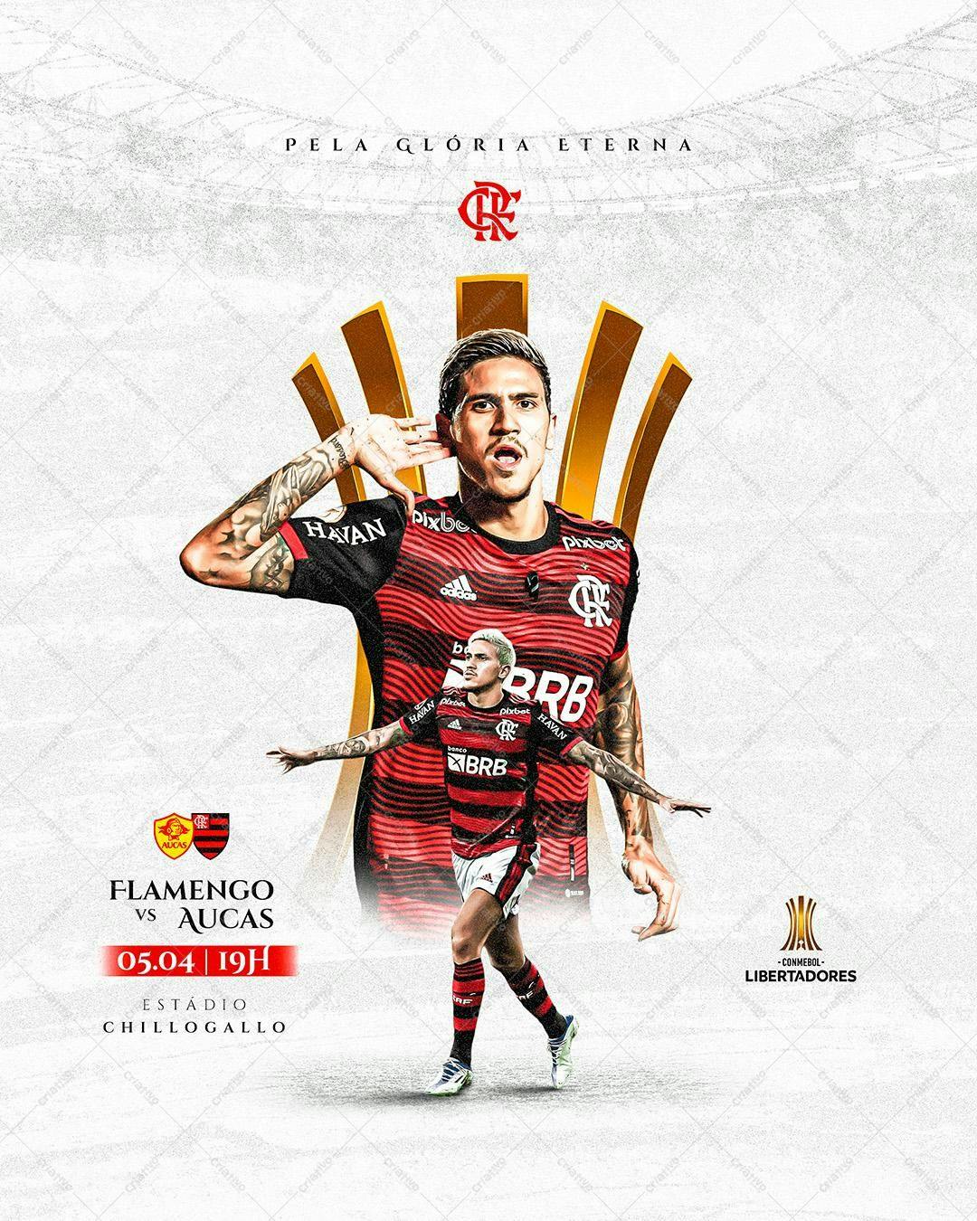 Flyer para Jogo Flamengo x Aucas PSD Editável