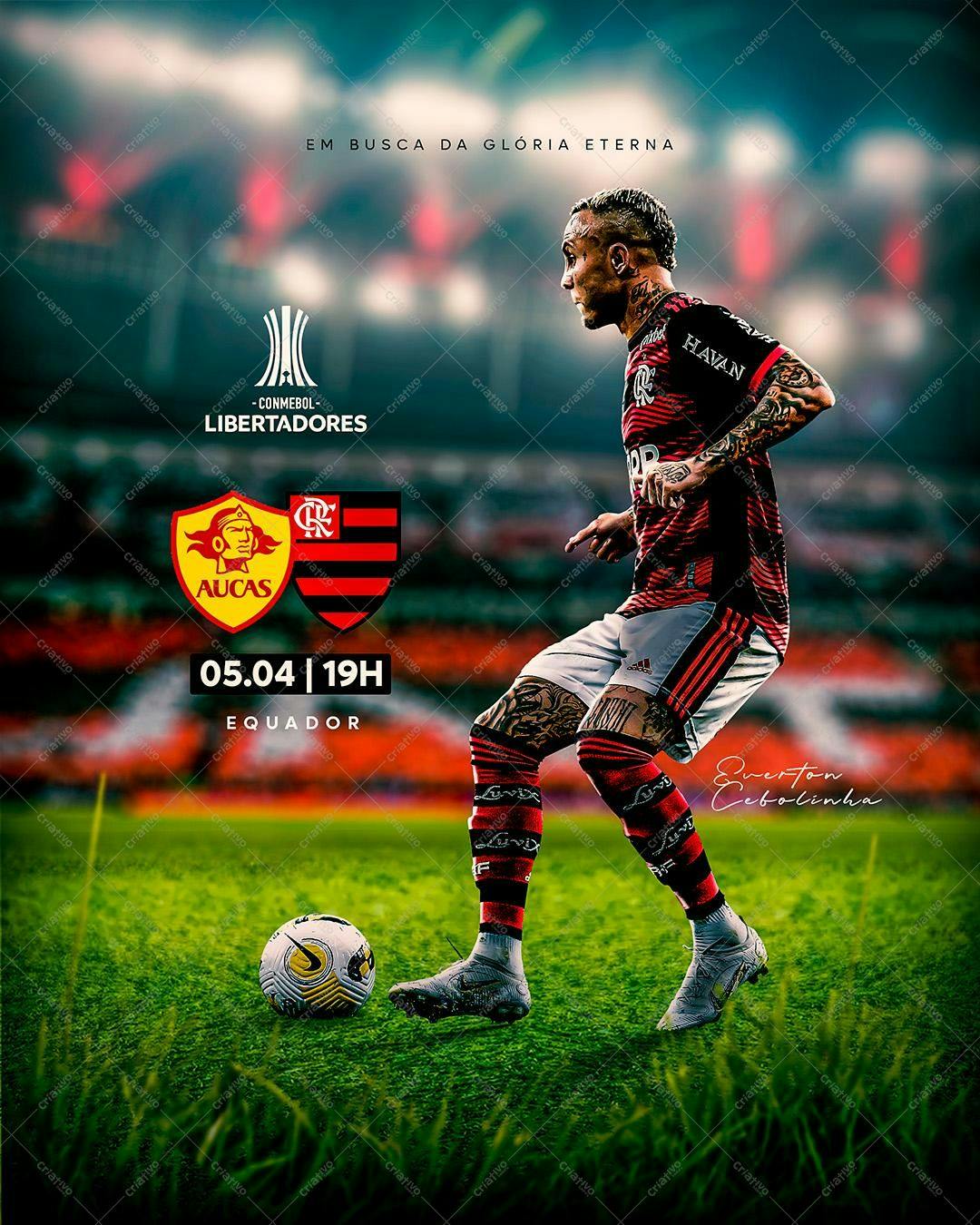 Poster Flamengo x Aucas Libertadores PSD Editável