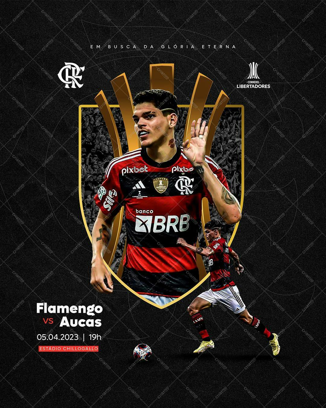 Flyer Flamengo x Aucas Libertadores PSD Editável