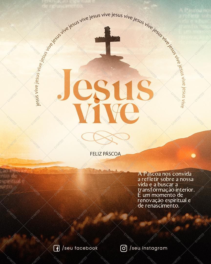 Flyer para Páscoa com Design Religioso PSD Editável
