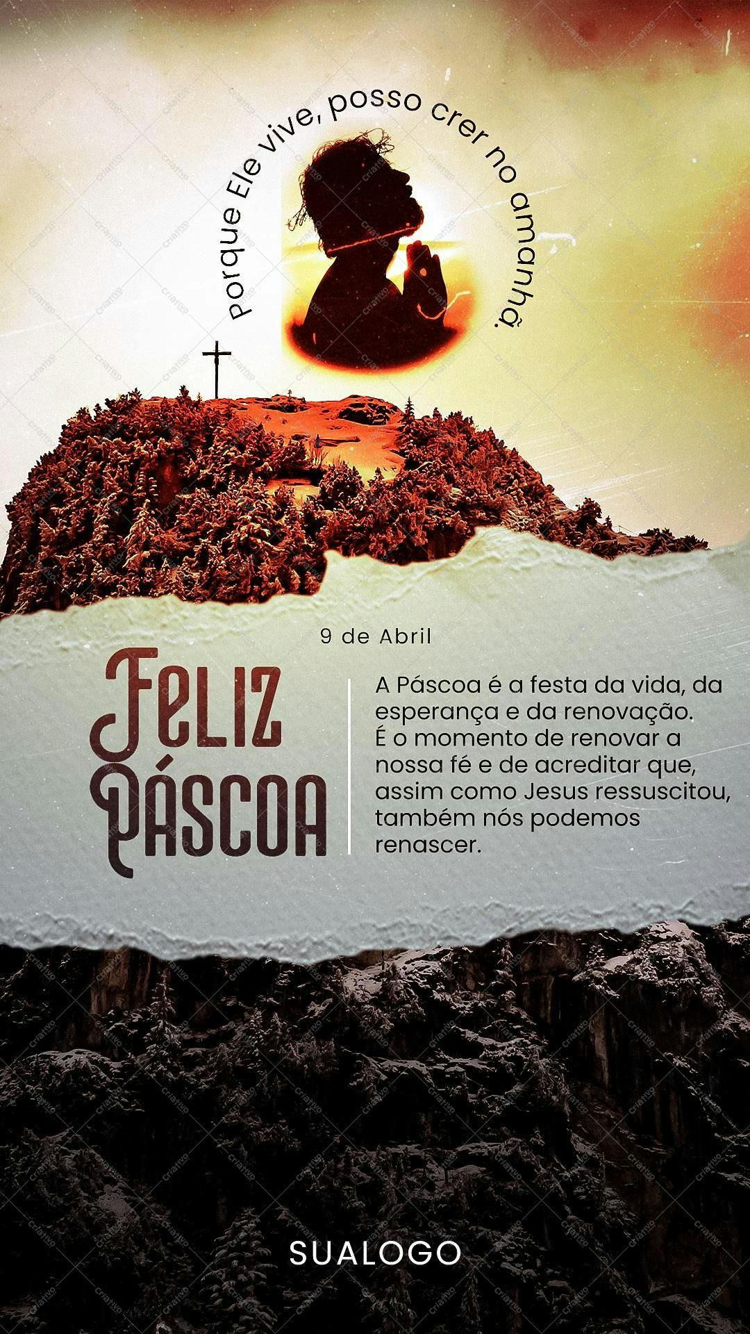 Post para Redes Sociais Páscoa PSD Editável