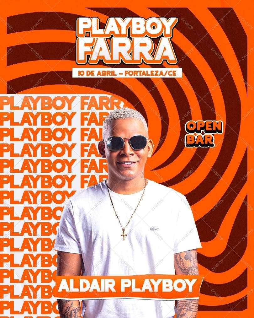 Flyer para Festa Playboy Farra PSD Editável
