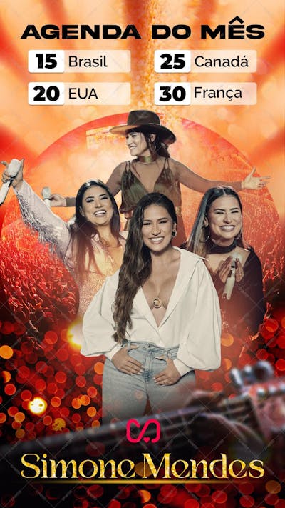Agenda Do Mês! , arte editável, imagens inclusas, PSD, agenda de show