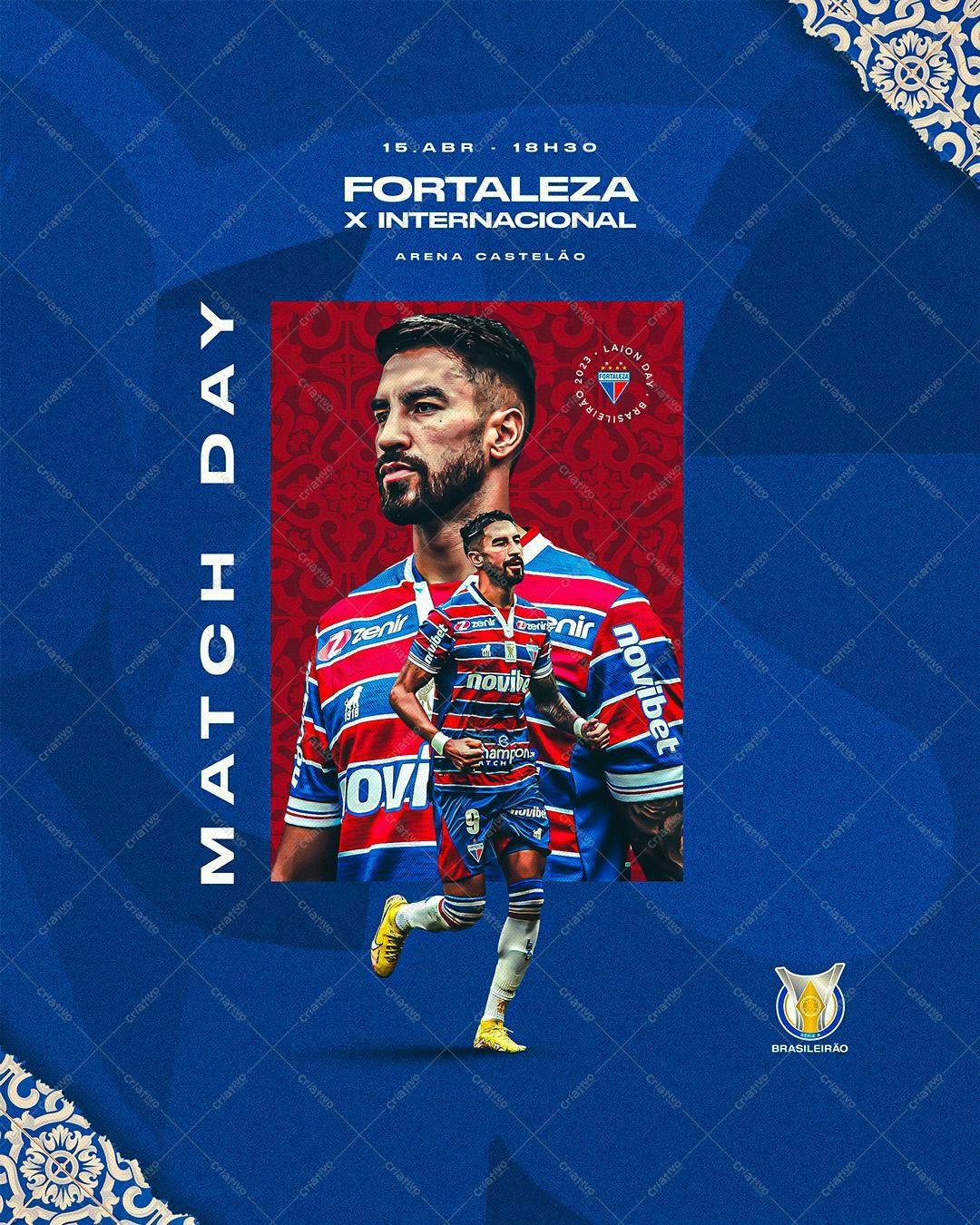 Post para Redes Sociais Jogo Fortaleza x Internacional PSD Editável