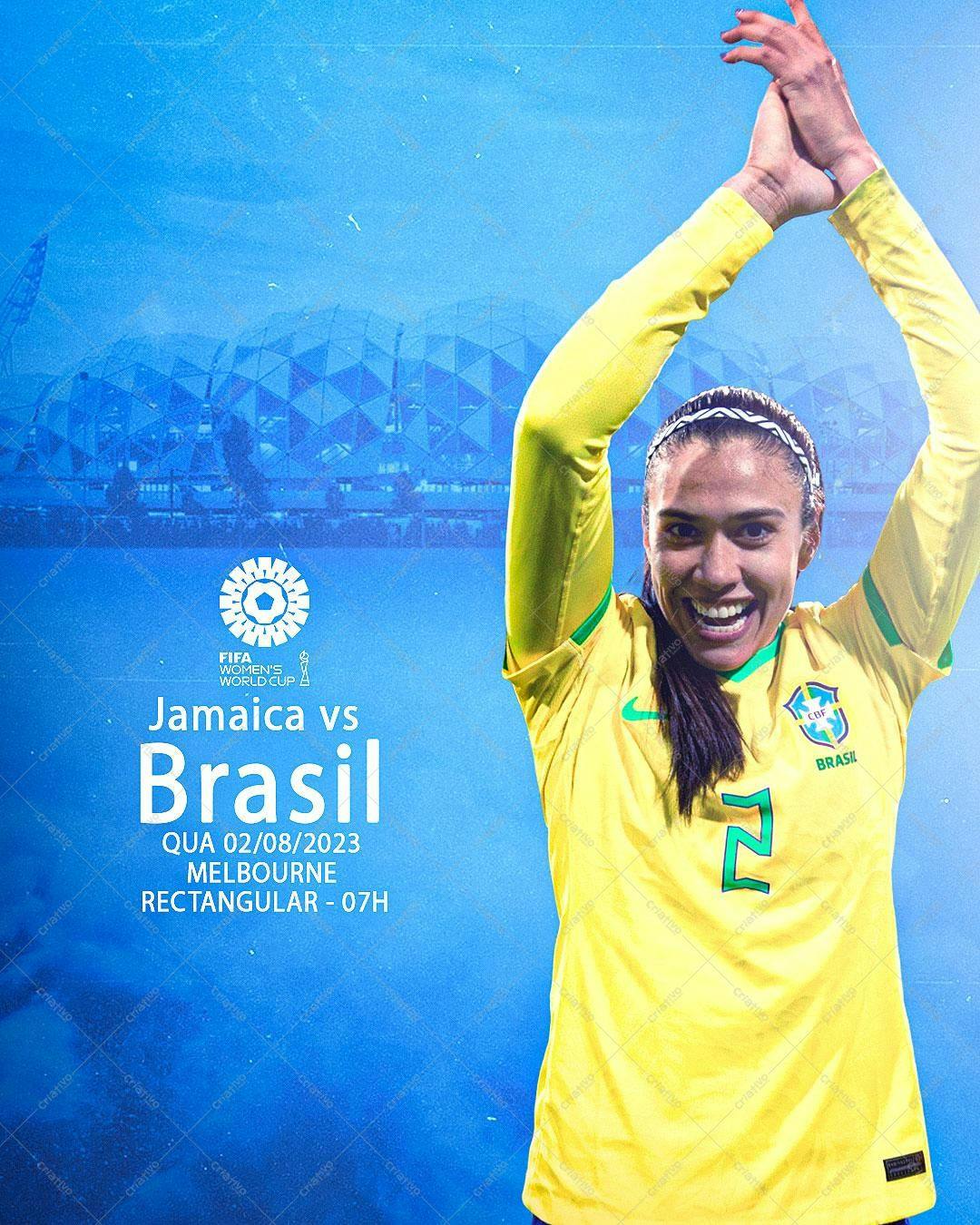 Flyer Copa Feminina Brasil x Jamaica PSD Editável