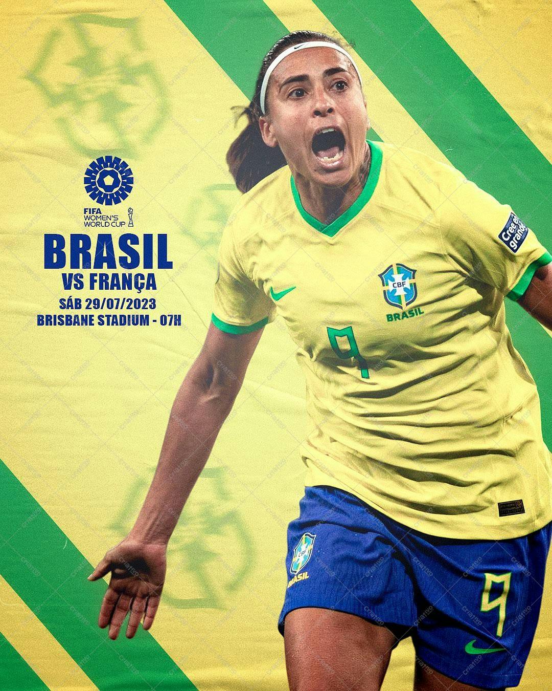 Poster Copa do Mundo Feminina Brasil x França PSD Editável