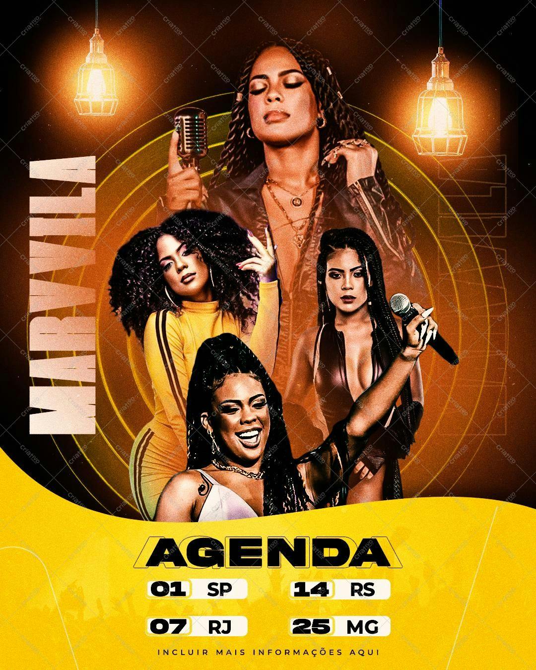 Flyer para Show Musical com Cantoras Brasileiras PSD Editável