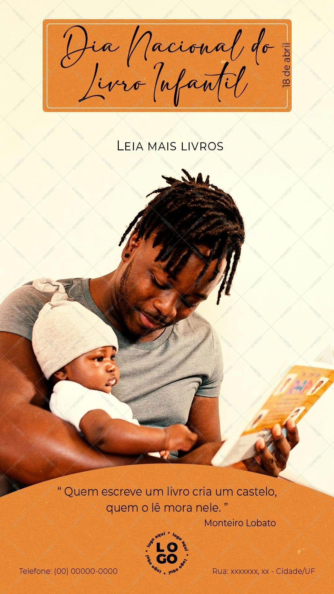Post para Redes Sociais Dia Nacional do Livro Infantil PSD Editável
