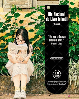 Dia nacional do livro infantil , arte editável, imagens inclusas, psd